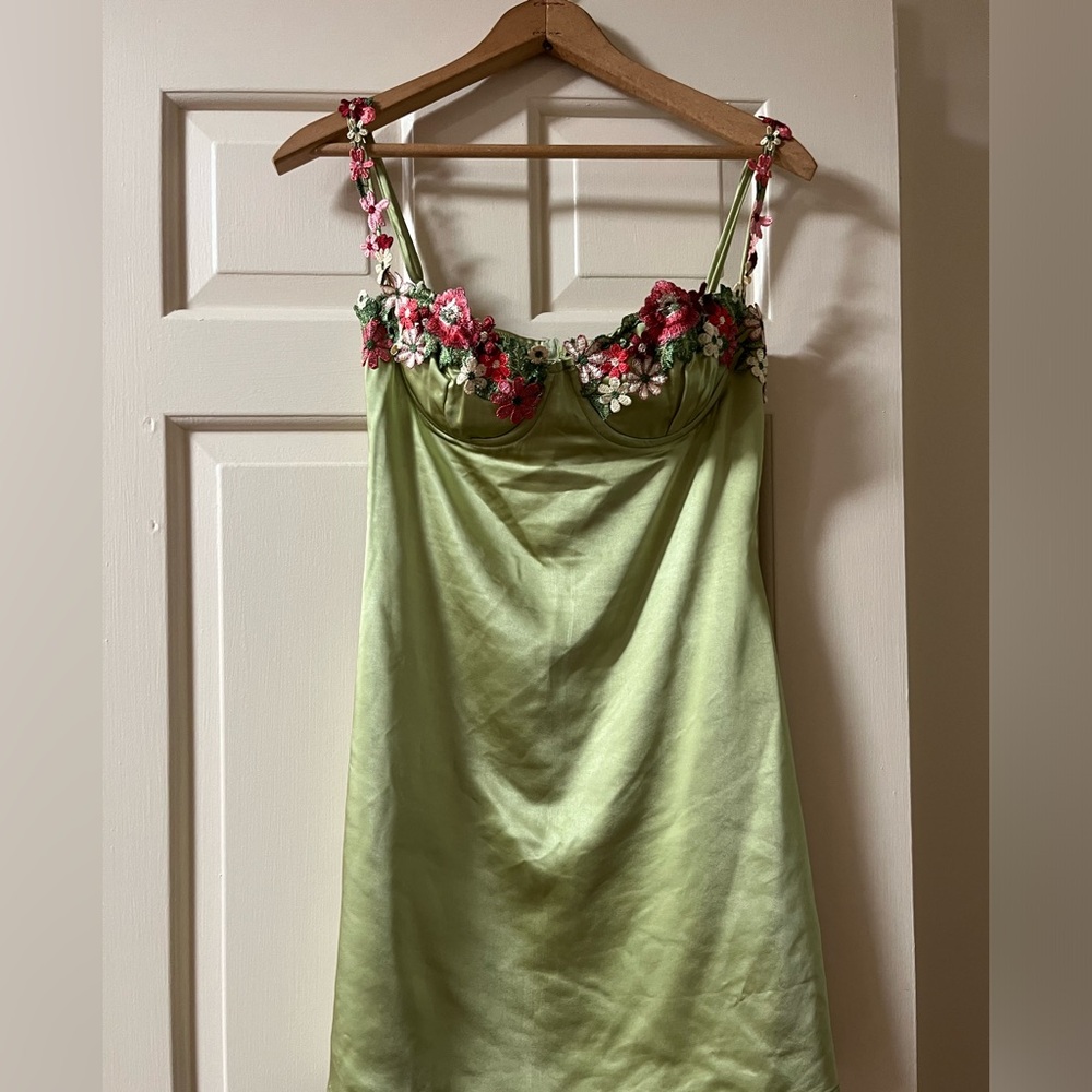 Princess Polly Floral Green Size 4 Mini dress